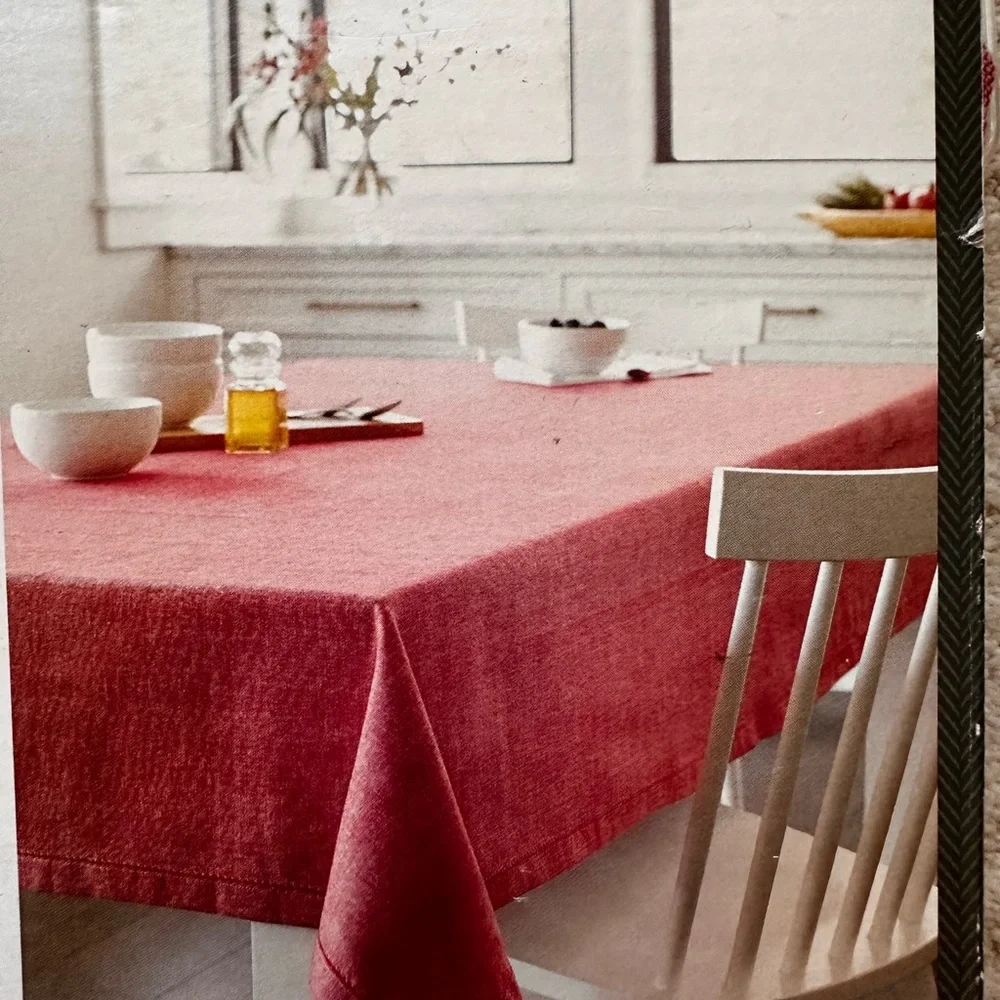 Threshold Tablecloth Chambray Hemstitch Red - 60 X 84 In Oblong 100% Cotton NEW